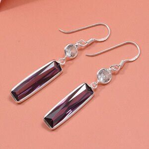 Purple CZ Diamond Earrings in Sterling Silver